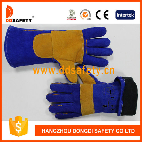 Синий с желтым сварщик перчатки-DLW627